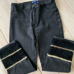 Brazilroxx black denim ankle jeans women’s 10. See photo for length. Embellished